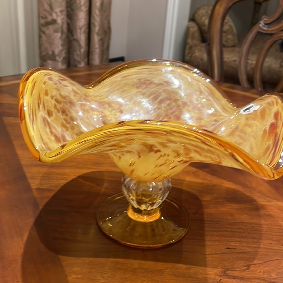 Italian  hand made crystal vase Good for decor or as a vase for fruits - Picture 2 of 3